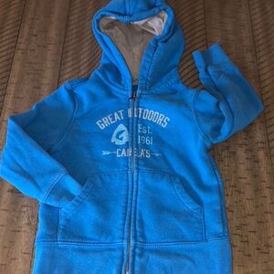 Cabelas’ Great Outdoors Hoodie Zip up Sweatshirt in Sky 🌌 Blue Kangaroo🦘Pocket